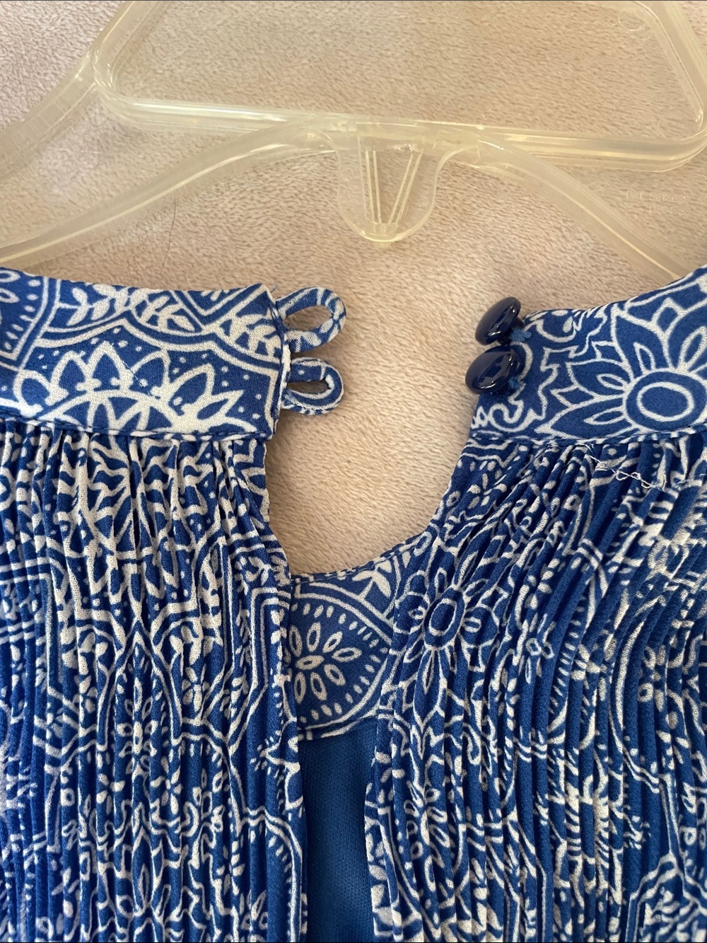 Blue Printed Halter Midi Dress with Waist Tie by Ann Taylor - Picture 5 of 11